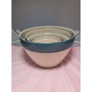 COPY - 4 Blue Rim Nesting Mixing Bowls Set Over & Back Inc. Indoor Outfitters P…